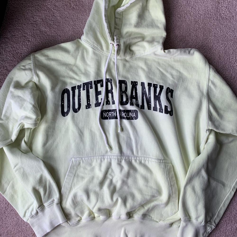 Neon yellow hooded outer banks sweatshirt
